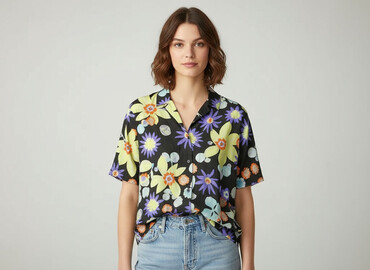 bluzka z kwiatem 3d hm: H&M, Women`s shirt, size L