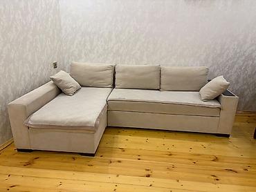 Divanlar: Künc divan – bej rəng, L-formalı dizayn - Müasir minimal üslubda — 2