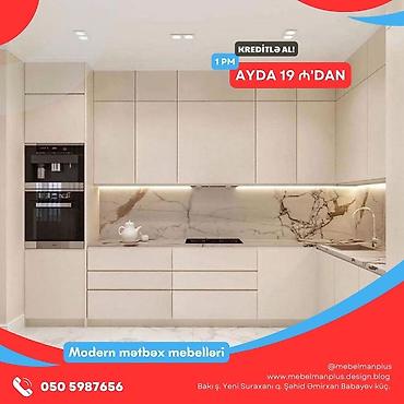 Sifarişlə mebel: Sifarişlə mətbəx dəsti, Sadə laminat, Kredit var, Pulsuz çatdırılma — 6