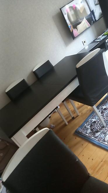 Qonaq otağı üçün, İşlənmiş, Açılan, Dördbucaq masa, 6 stul
