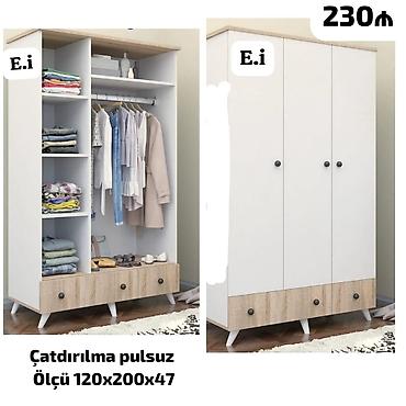 isqaf: Yeni, 3 qapılı, Siyirməli, Ağ, Açılan, Düz dolab — 1
