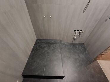 Duş poddonları: Duş üçün mərtəbə trapı ilə pilləli podest – monolit kafel/keramoqranit — 2