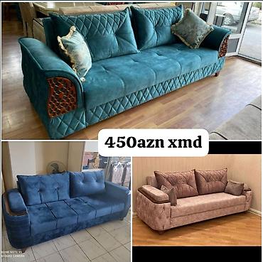 Divanlar: Tek divan – 450 AZN - Müasir dizayn: dərin kapitone tikişlər, qızılı — 12