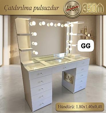 Vitrin güzgülü vizaj masası – işıqlı - Ölçülər: 1.80 x 1.40 x 0.40 m