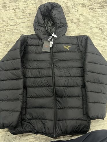 спортивные пуховики: Пуховая куртка с капюшоном, черная. Характеристики: - Утеплённая