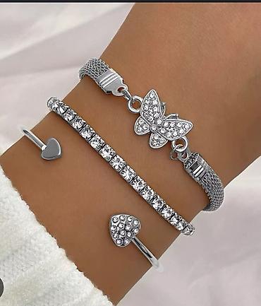 Jewellery sets: Set od 3 ženstvenе narukvice – srebrni ton, cirkoni Set od 3 narukvice — 2