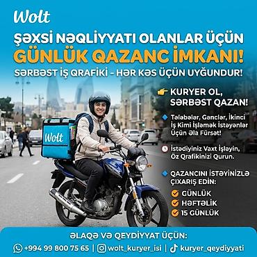roya konsert bilet: Sürücü-kuryer tələb olunur, Şəxsi nəqliyyat vasitəsi ilə, Gündəlik ödəniş, Təcrübəsiz — 1