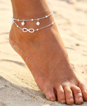браслет для ног: В богемном стиле элегантный браслет на ногу с искусственным