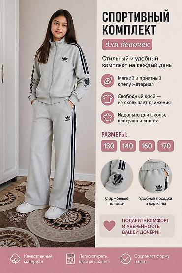гетиз: Спортивный комплект для девочек 💗 Стильный, удобный и практичный — 1