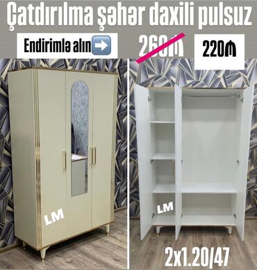 3 qapili dolab: Yeni, 3 qapılı, Açılan, Düz dolab