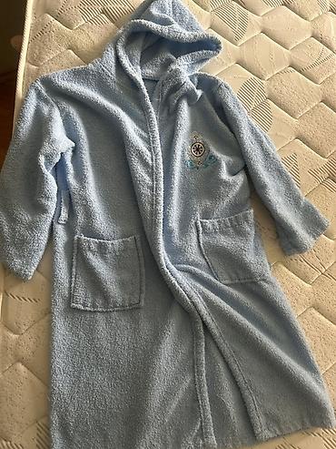 Детская одежда и обувь: Uşaq xalatı – mavi, kapüşonlu, yumşaq frotte parça - Material: qalın — 3