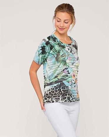 Şəxsi əşyalar: Qadın T‑şörtü – Tropik və animal print qarışığı - Qısaqoll, dairəvi — 1