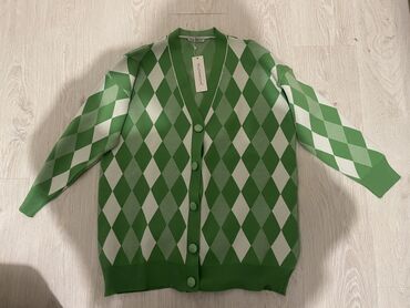 Women's Sweaters, Cardigans: One size, Buckle, Plaid