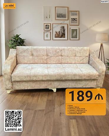 Ev və bağ: Məhsul: Divan (Kod: 6917) - Ölçü: 200 sm - Mexanizm: Açılan, bazalı - — 1