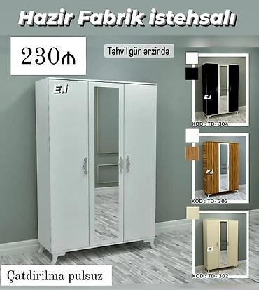 divarda kitab refi: - Hazır fabrik istehsalı 3 qapılı dolab - Qiymət: 230₼ - Təhvil: gün — 1