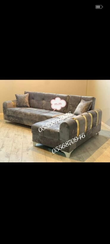 Sifarişlə divan dəstləri: Künc divan dəsti – “Yeni sifarişlə” - Model: künc (L formalı), açılan — 19