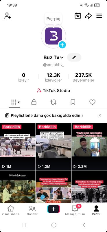 oyun rolları: 12.3 K Takip tiktok səyfəsi satılır Aktivliyi ideal vəzyətdədir