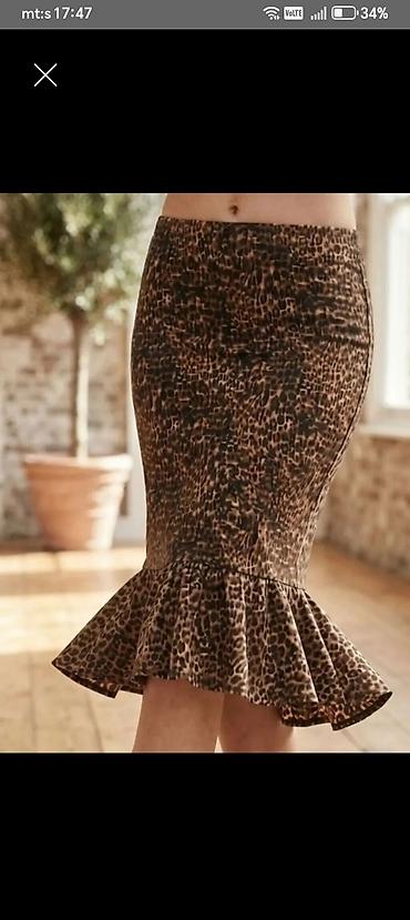 Ženska suknja sa leopard printom, krojena uz telo do kolena, sa