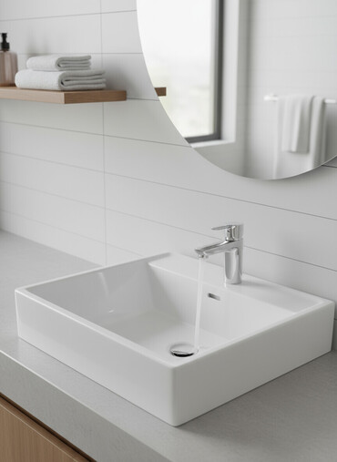 столешница под раковину: Ванна үчүн раковина, Чарчы формасы, Материалы: Керамика