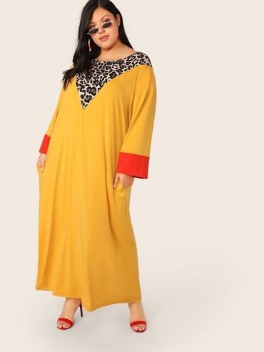 haljine za tinejdzerke: 2XL (EU 44), color - Yellow, Cocktail, Long sleeves