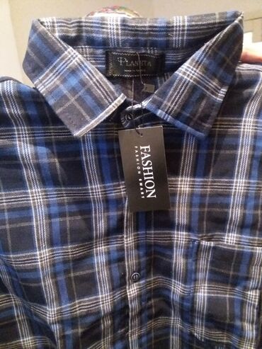 рубашки мужские воротник стойка: Рубашка 5XL (EU 50), 6XL (EU 52), 7XL (EU 54), цвет - Синий