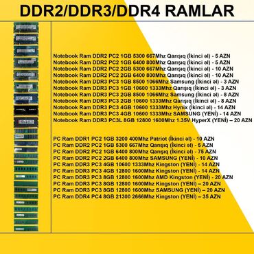 Digər kompüter aksesuarları: Operativ yaddaş (RAM) 4 GB, < 1333 Mhz, DDR3, Noutbuk üçün, Yeni