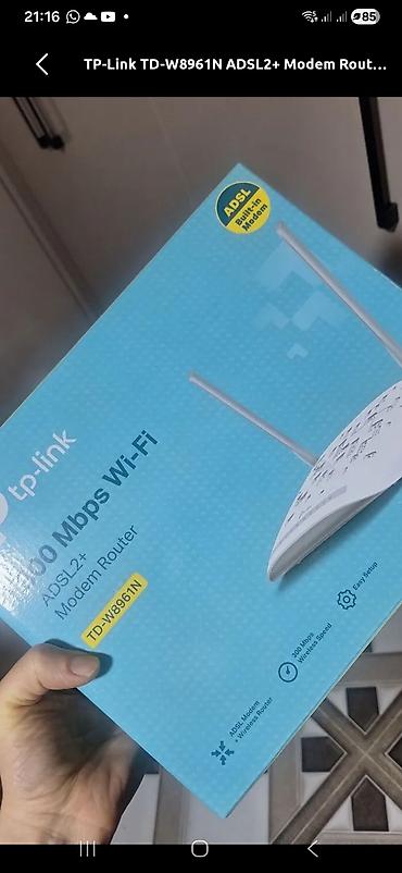 adsl modem купить: TP-Link TD-W8961N ADSL2+ Modem Router - Wi‑Fi sürəti: 300 Mbps - — 1