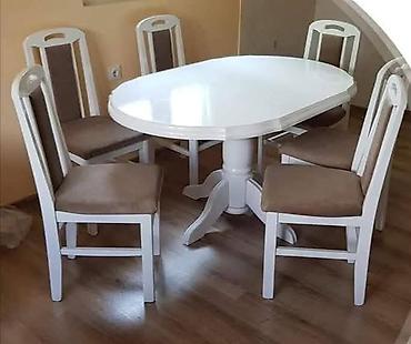 Setovi stolova i stolica: Trpezarijski set – sto sa 6 stolica - Materijal: puno drvo u tamnoj — 6