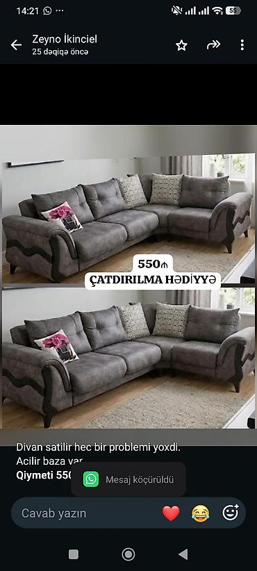 Divan satilir hec bir problemi yoxdi. Acilir baza var. *Qiymeti 550