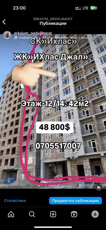 Продажа квартир: 1 комната, 42 м², Элитка, 11 этаж, ПСО (под самоотделку)