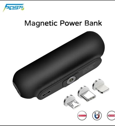 Portativ enerji yükləyicilər: Power bank mini 3300ap üç başlıqlı maqnit iphone samsung typc