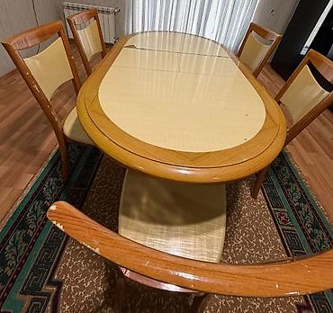 Qonaq otağı üçün, İşlənmiş, Oval masa, 6 stul