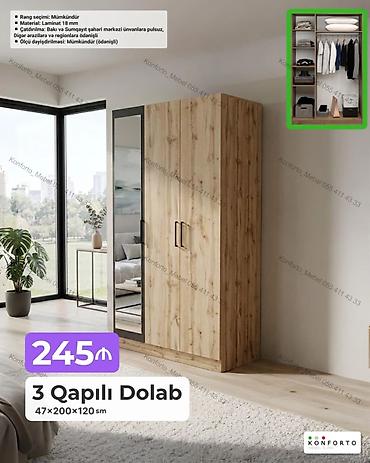 Шкафы: 3 qapılı dolab – 47×200×120 sm - Material: 18 mm laminat - Rəng — 1