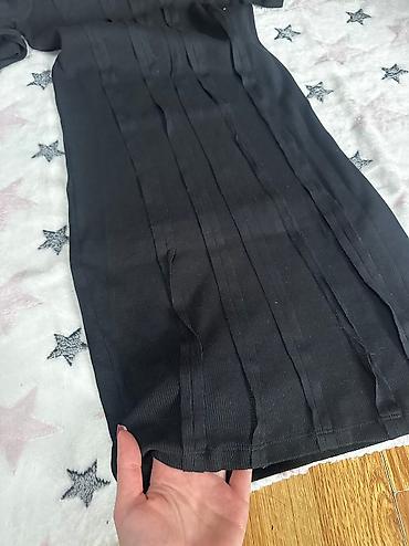 model a2190: Prelepa crna haljina dugih rukava, rebrasti pamuk XS velicine moze i S — 3