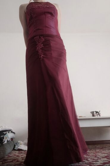 бордовые мужские мокасины: Вечернее платье, Длинная модель, Без рукавов, Камни, 2XL (EU 44)