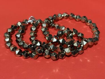 Bijuteriya dəstləri: Hematit daşlardan hazırlanmış bəzək dəsti - Tərkib: metalik parıltılı — 8