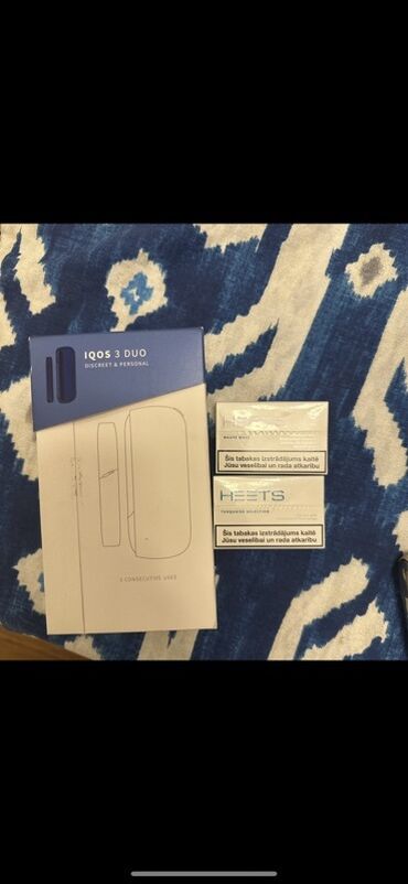 Qəlyan, vayp və aksesuarları: IQOS 3 DUO tütün qızdırma sistemi, tünd göy rəngdə,yenidir,heç