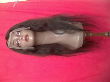 Perike i klipse: Crna lace front perika dužine 75 cm od prirodne kose. Lace front — 6