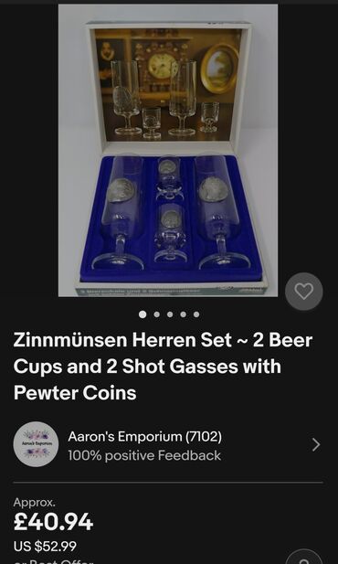 Čaše: Case nove za pivo i zestoko pice Zinnmunsen Nemacka 70,80te. Set za — 5