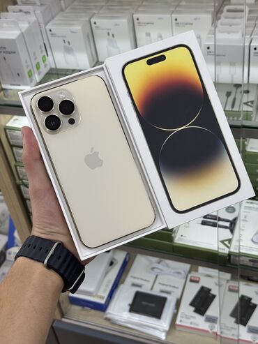 дешёвые телефоны бишкек: IPhone 14 Pro Max, Б/у, 256 ГБ, Matte Gold, Защитное стекло, Чехол, 89 %