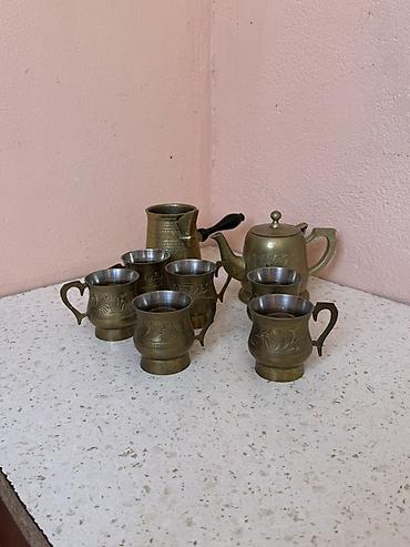 hədiyyə dəsti: Çay dəsti, rəng - Qızılı, Metal, 6 nəfərlik — 7