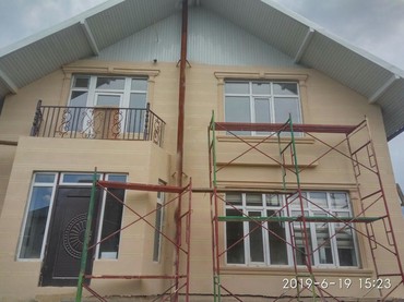 HomeArt decoration: Фасадные работы житкий травертин оконные обрамление работа+материал