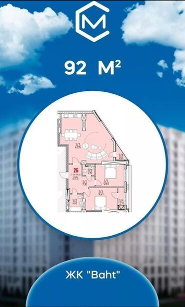 Продажа квартир: 3 комнаты, 92 м², Элитка, 13 этаж, ПСО (под самоотделку)