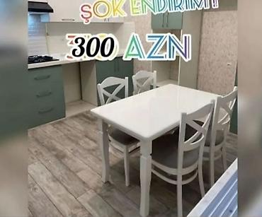 l masalar: Mətbəx üçün, Yeni, Açılmayan, Dördbucaq masa, 4 stul — 1