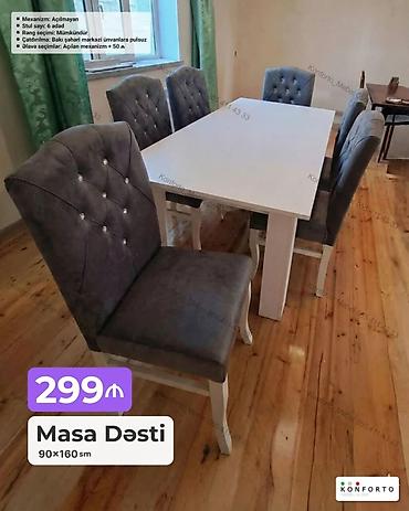 Masa Dəsti – 90×160 sm - Komplekt: masa + 6 ədəd stul - Mexanizm