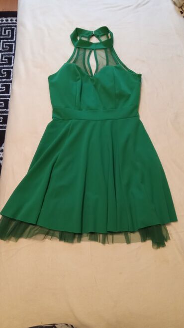 šljokičaste haljine: S (EU 36), color - Green, Evening, Short sleeves