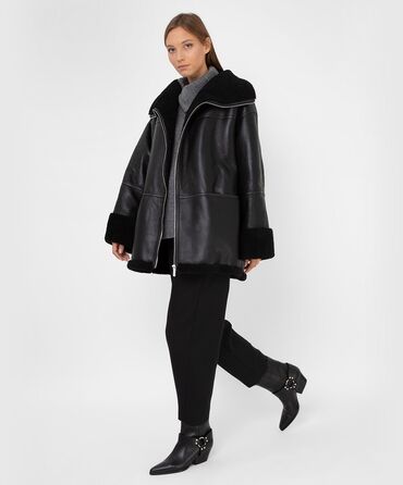 женская дублёнка: Дубленка, Авиатор, Оверсайз, L (EU 40), XL (EU 42)