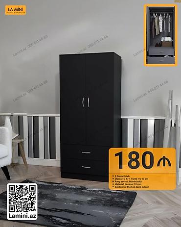 Ev üçün mebel: LA MINI iki qapılı dolab - Ölçülər: Dərinlik 47 sm × Hündürlük 200 sm — 1