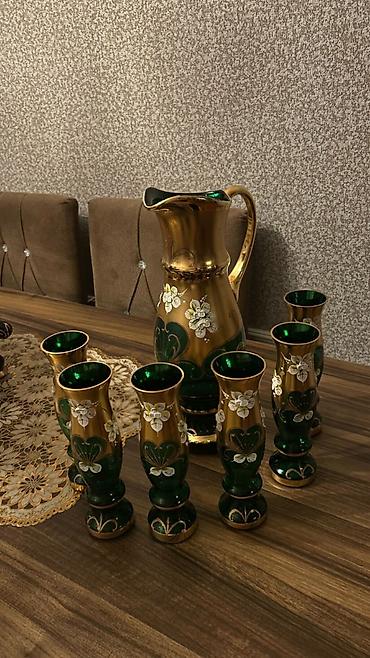 nabor dəsti: Böhm üslubunda şüşə-servis dəsti - Rəng: zümrüd-yaşıl içlik və qızılı — 3
