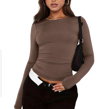 afrodita bluze: XS (EU 34), S (EU 36), M (EU 38), Cotton, Single-colored, color - Brown